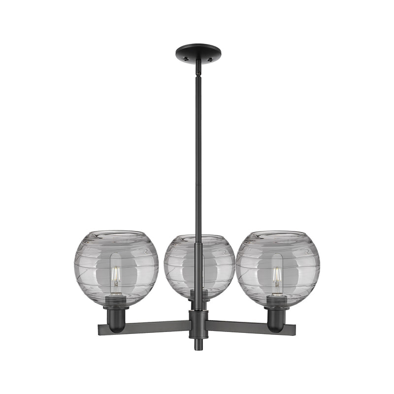Innovations Athens Deco Swirl 30in 3-Light Pendant | Industrial Matte Black Steel and Light Smoke Glass | Kitchen Island & | Model 716-3CR-BK-G1213-8SM