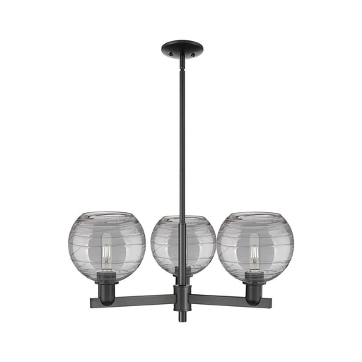 Innovations Athens Deco Swirl 30in 3-Light Pendant | Industrial Matte Black Steel and Light Smoke Glass | Kitchen Island & | Model 716-3CR-BK-G1213-8SM