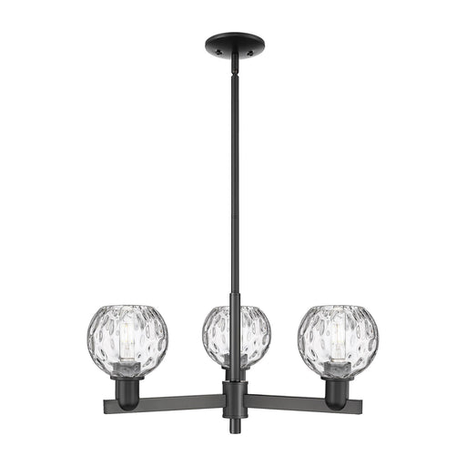 Innovations Athens Water Glass 28in 3-Light Pendant | Industrial Matte Black Steel and Clear Glass | Kitchen Island & Dining | Model 716-3CR-BK-G1215-6