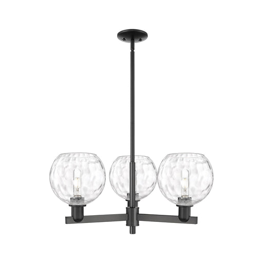 Innovations Athens Water Glass 30in 3-Light Pendant | Industrial Matte Black Steel and Clear Glass | Kitchen Island & Dining | Model 716-3CR-BK-G1215-8