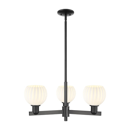 Innovations Lighting Arcadia 28in 3-Light Pendant | Industrial Matte Black Steel and White Venetian Glass | Kitchen Island & | Model 716-3CR-BK-G1217-6WV