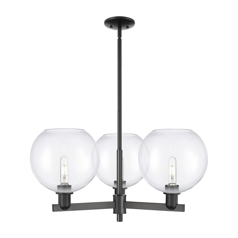 Innovations Athens 32in 3-Light Pendant | Industrial Matte Black Steel and Clear Glass | Kitchen Island & Dining Room | 31.75 x | Model 716-3CR-BK-G122-10