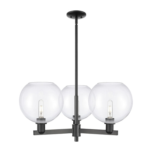 Innovations Athens 32in 3-Light Pendant | Industrial Matte Black Steel and Clear Glass | Kitchen Island & Dining Room | 31.75 x | Model 716-3CR-BK-G122-10