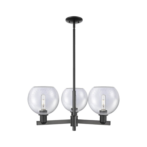 Innovations Athens 30in 3-Light Pendant | Industrial Matte Black Steel and Seedy Glass | Kitchen Island & Dining Room | 29.75 x | Model 716-3CR-BK-G124-8