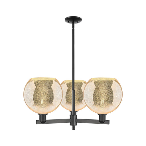 Innovations Athens 32in 3-Light Pendant | Industrial Matte Black Steel and Mercury Glass | Kitchen Island & Dining Room | 31.75 | Model 716-3CR-BK-G128-10