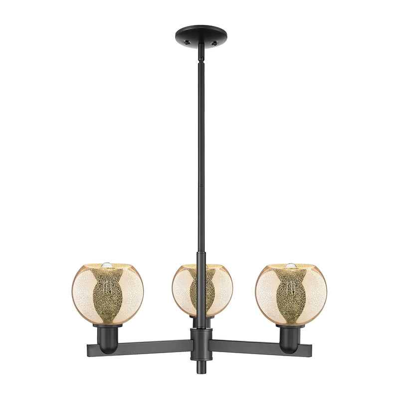 Innovations Athens 28in 3-Light Pendant | Industrial Matte Black Steel and Mercury Glass | Kitchen Island & Dining Room | 27.62 | Model 716-3CR-BK-G128-6