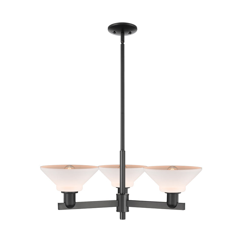 Innovations Orwell 30in 3-Light Pendant | Industrial Matte Black Steel and Matte White Glass | Kitchen Island & Dining Room | Model 716-3CR-BK-G131