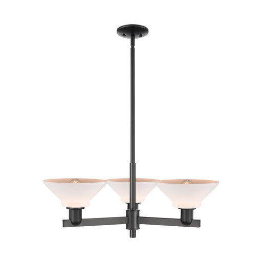 Innovations Orwell 30in 3-Light Pendant | Industrial Matte Black Steel and Matte White Glass | Kitchen Island & Dining Room | Model 716-3CR-BK-G131