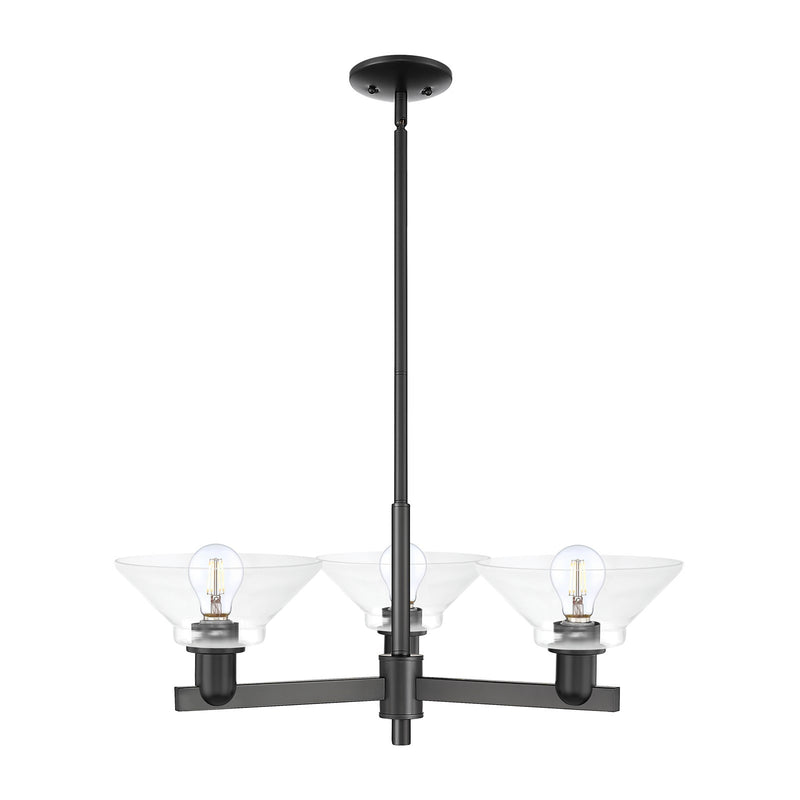 Innovations Orwell 30in 3-Light Pendant | Industrial Matte Black Steel and Clear Glass | Kitchen Island & Dining Room | 30.12 x | Model 716-3CR-BK-G132