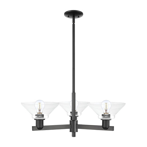 Innovations Orwell 30in 3-Light Pendant | Industrial Matte Black Steel and Clear Glass | Kitchen Island & Dining Room | 30.12 x | Model 716-3CR-BK-G132