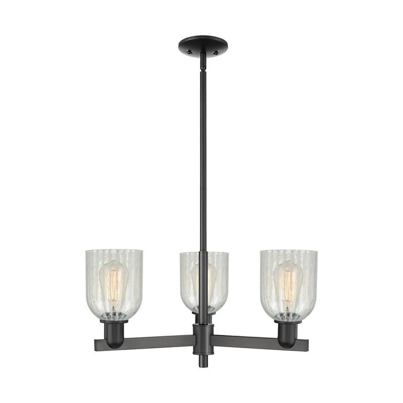 Innovations Caledonia 27in 3-Light Pendant | Industrial Matte Black Steel and Mouchette Glass | Kitchen Island & Dining Room | Model 716-3CR-BK-G2511