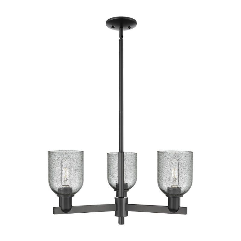 Innovations Caledonia 27in 3-Light Pendant | Industrial Matte Black Steel and Charcoal Glass | Kitchen Island & Dining Room | 27 x | Model 716-3CR-BK-G257