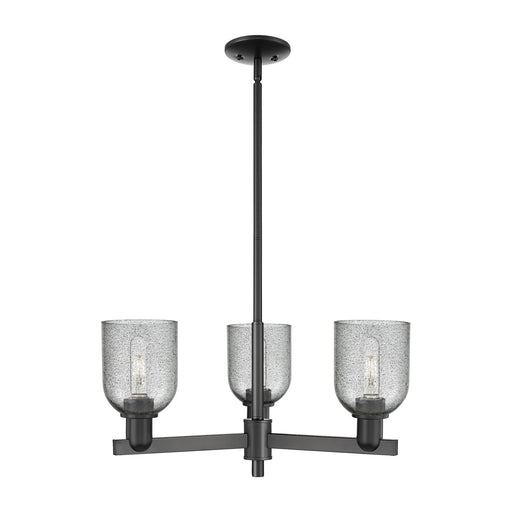 Innovations Caledonia 27in 3-Light Pendant | Industrial Matte Black Steel and Charcoal Glass | Kitchen Island & Dining Room | 27 x | Model 716-3CR-BK-G257