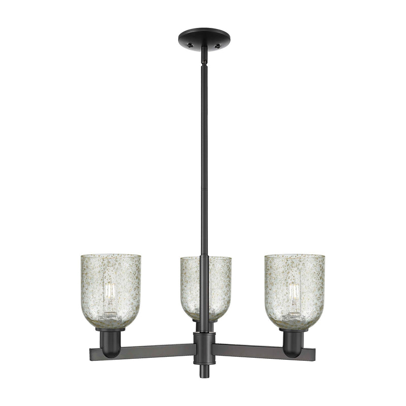 Innovations Caledonia 27in 3-Light Pendant | Industrial Matte Black Steel and Mica Glass | Kitchen Island & Dining Room | 26.75 x | Model 716-3CR-BK-G259