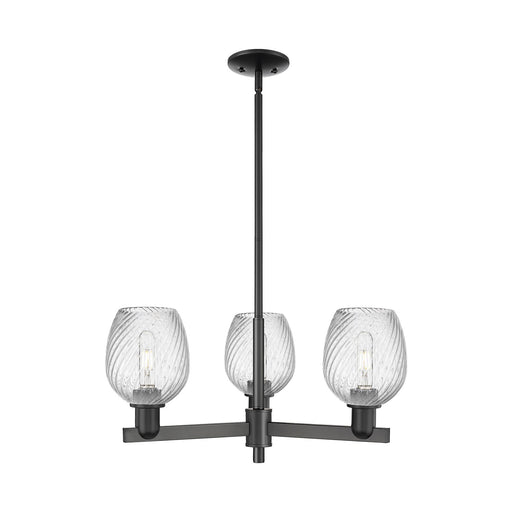 Innovations Salina 28in 3-Light Pendant | Industrial Matte Black Steel and Clear Spiral Fluted Glass | Kitchen Island & Dining | Model 716-3CR-BK-G292