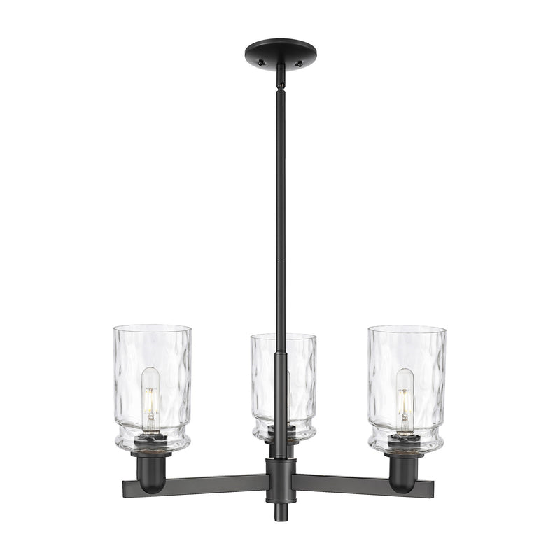 Innovations Candor 27in 3-Light Pendant | Industrial Matte Black Steel and Clear Waterglass Glass | Kitchen Island & Dining Room | Model 716-3CR-BK-G352