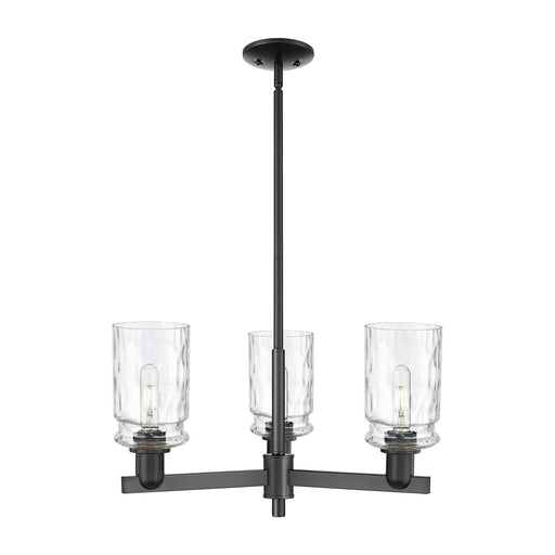 Innovations Candor 27in 3-Light Pendant | Industrial Matte Black Steel and Clear Waterglass Glass | Kitchen Island & Dining Room | Model 716-3CR-BK-G352