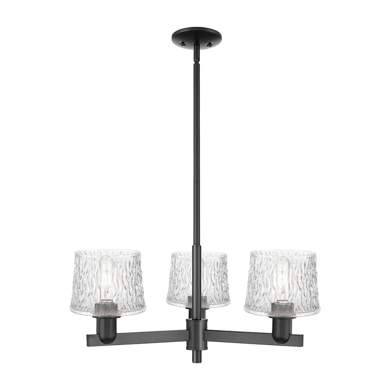 Innovations Niagara 28in 3-Light Pendant | Industrial Matte Black Steel and Clear Glass | Kitchen Island & Dining Room | 28.25 x | Model 716-3CR-BK-G402