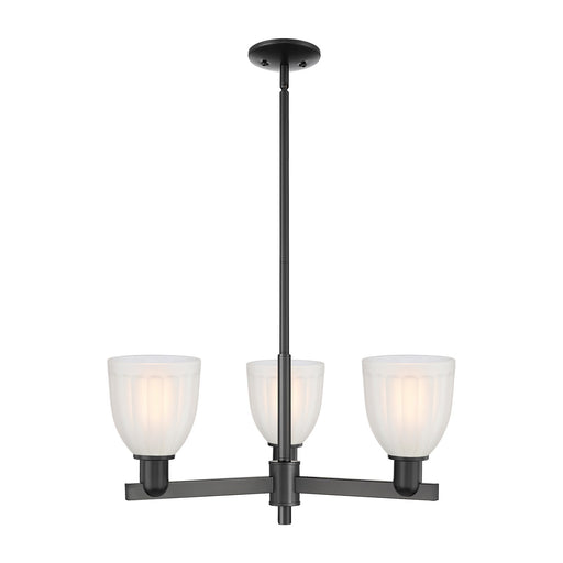 Innovations Brookfield 28in 3-Light Pendant | Industrial Matte Black Steel and White Frosted Ribbed Glass | Kitchen Island & | Model 716-3CR-BK-G441