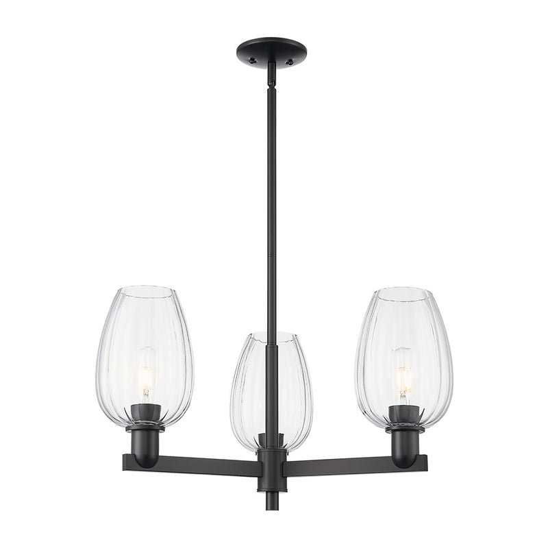 Innovations Preston 3Lt 18" Flute Stem Chandelier, BK/CL - 716-3CR-BK-G457-6CL
