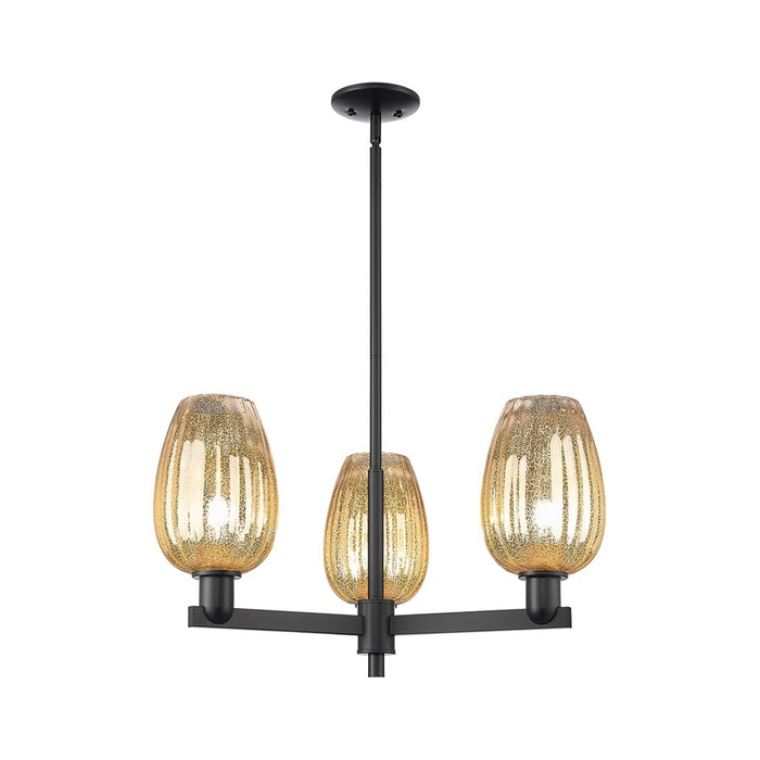 Innovations Preston 3Lt 18" Flute Stem Chandelier, BK/MC - 716-3CR-BK-G457-6ME