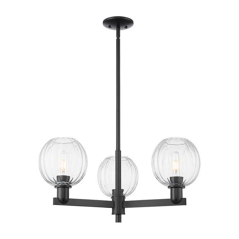 Innovations Preston 3Lt 18" Globe Stem Chandelier, BK/CL - 716-3CR-BK-G458-7CL