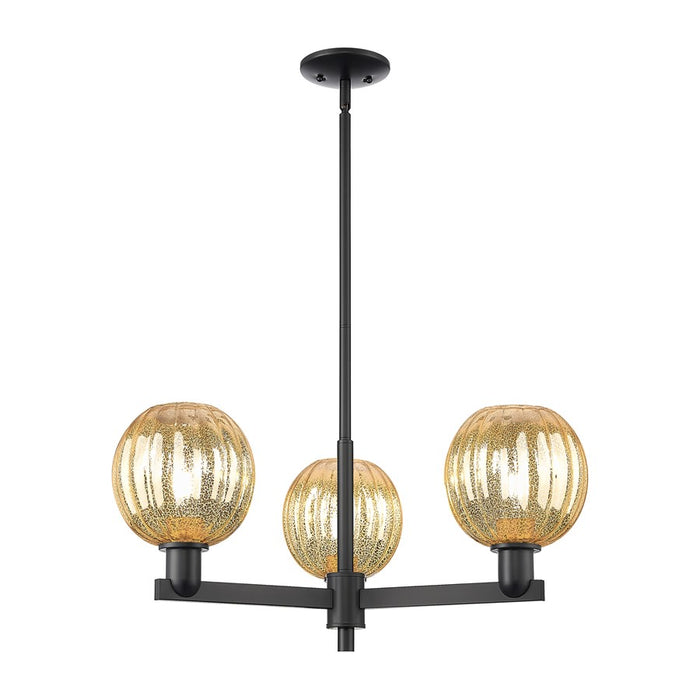 Innovations Preston 3Lt 18" Globe Stem Chandelier, BK/MC - 716-3CR-BK-G458-7ME