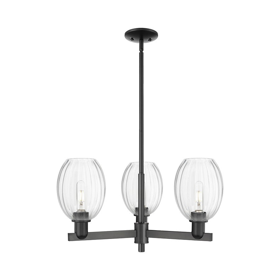 Innovations Preston 3Lt 18" Bell Stem Chandelier, BK/Clear - 716-3CR-BK-G459-6CL