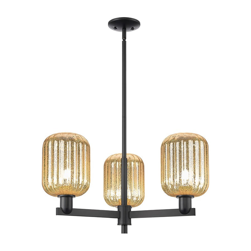 Innovations Preston 3Lt 18" Jar Stem Chandelier, BK/MC - 716-3CR-BK-G460-7ME