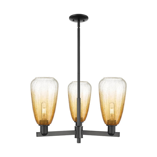 Innovations BH Almond 3Lt 18" Stem Chandelier, BK/AM - 716-3CR-BK-G480-6AM