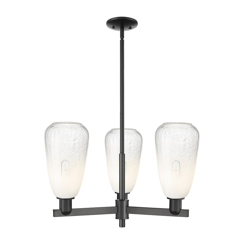 Innovations BH Almond 3Lt 18" Stem Chandelier, BK/OP - 716-3CR-BK-G480-6OP