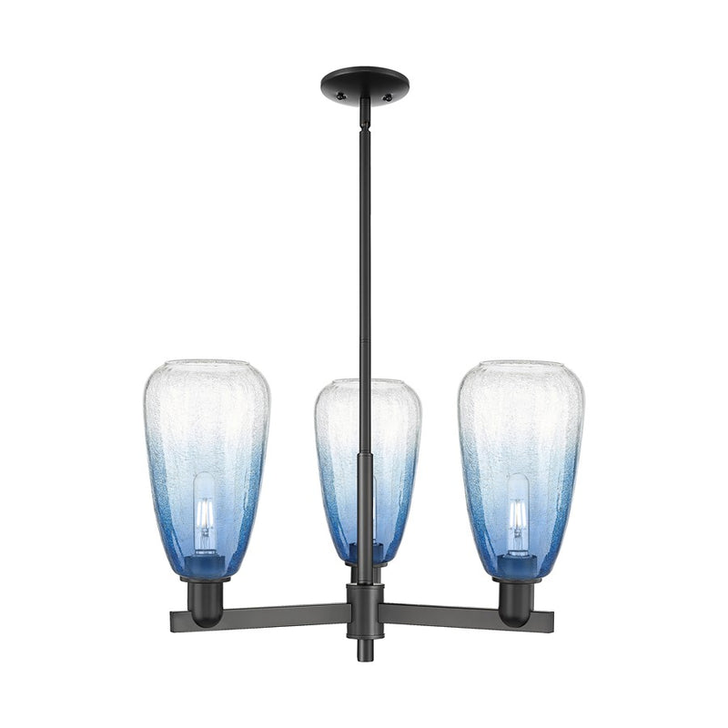 Innovations BH Almond 3Lt 18" Stem Chandelier, BK/SB - 716-3CR-BK-G480-6SB