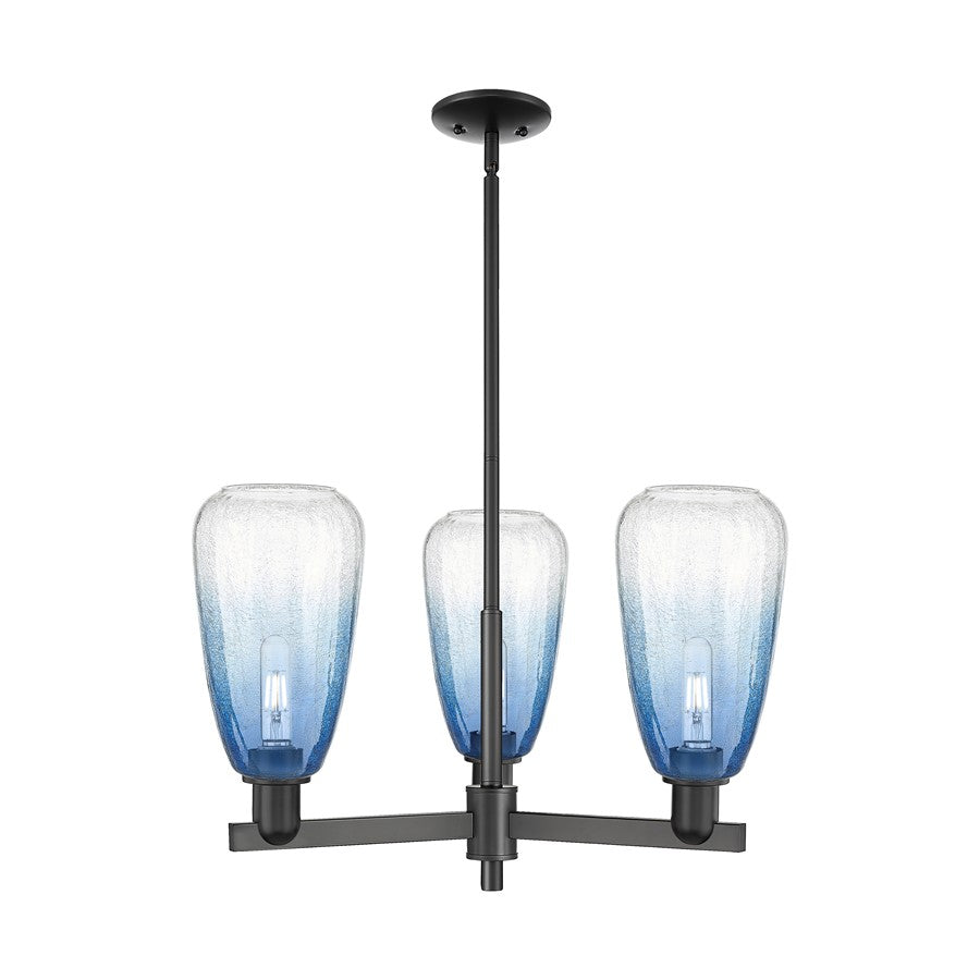 Innovations BH Almond 3Lt 18" Stem Chandelier, BK/SB - 716-3CR-BK-G480-6SB