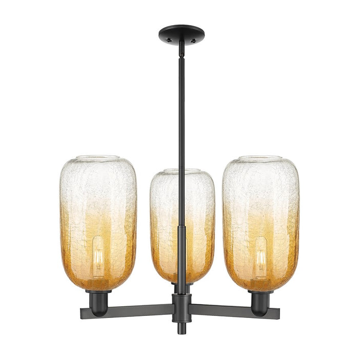 Innovations BH Cloche 3Lt 18" Stem Chandelier, BK/AM - 716-3CR-BK-G482-7AM