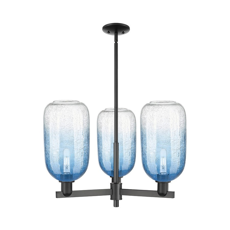 Innovations BH Cloche 3Lt 18" Stem Chandelier, BK/SB - 716-3CR-BK-G482-7SB