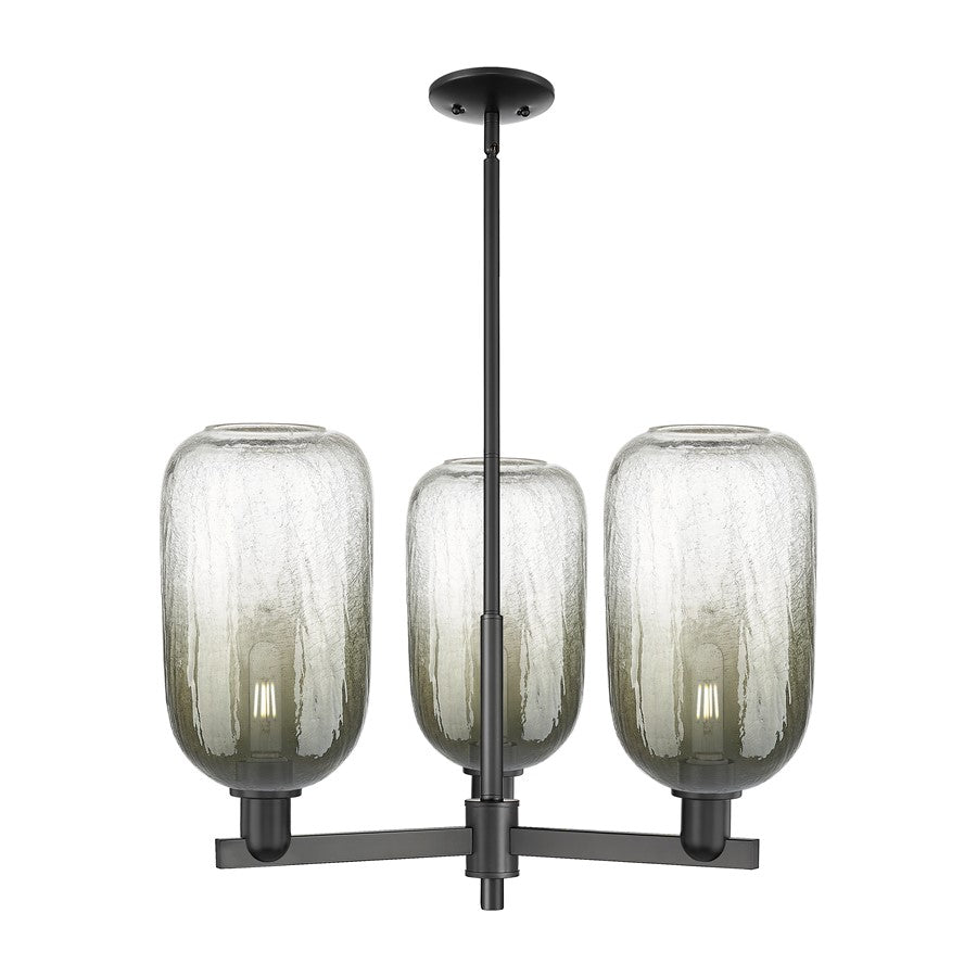 Innovations BH Cloche 3Lt 18" Stem Chandelier, BK/SL - 716-3CR-BK-G482-7SL