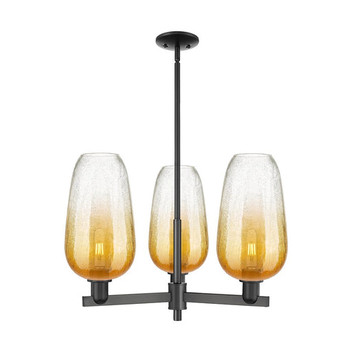 Innovations BH Flute 3Lt 18" Stem Chandelier, BK/AM - 716-3CR-BK-G484-7AM
