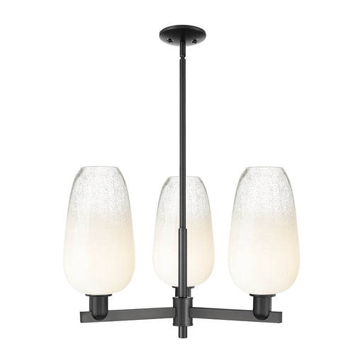 Innovations BH Flute 3Lt 18" Stem Chandelier, BK/OP - 716-3CR-BK-G484-7OP