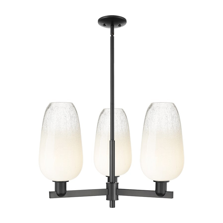 Innovations BH Flute 3Lt 18" Stem Chandelier, BK/OP - 716-3CR-BK-G484-7OP
