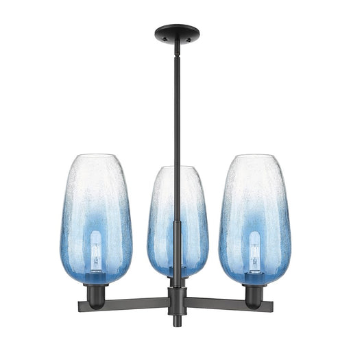 Innovations BH Flute 3Lt 18" Stem Chandelier, BK/SB - 716-3CR-BK-G484-7SB