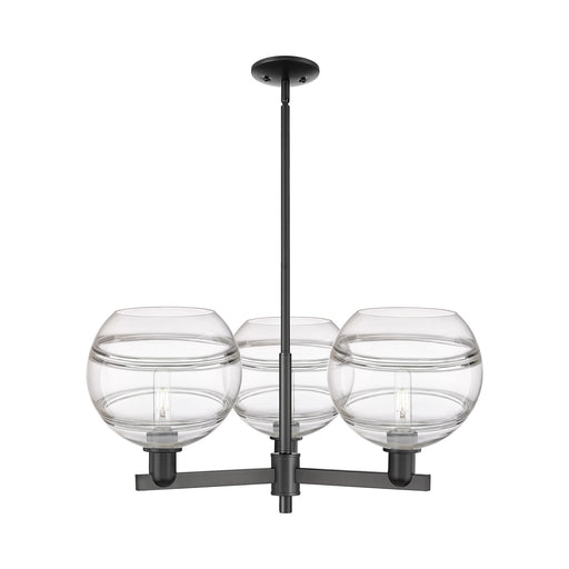 Innovations Rochester 32in 3-Light Pendant | Industrial Matte Black Steel and Clear Glass | Kitchen Island & Dining Room | Model 716-3CR-BK-G556-10CL