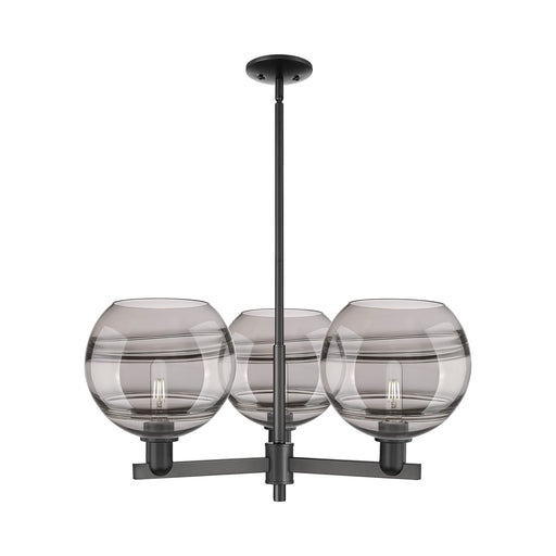 Innovations Rochester 32in 3-Light Pendant | Industrial Matte Black Steel and Light Smoke Glass | Kitchen Island & Dining | Model 716-3CR-BK-G556-10SM