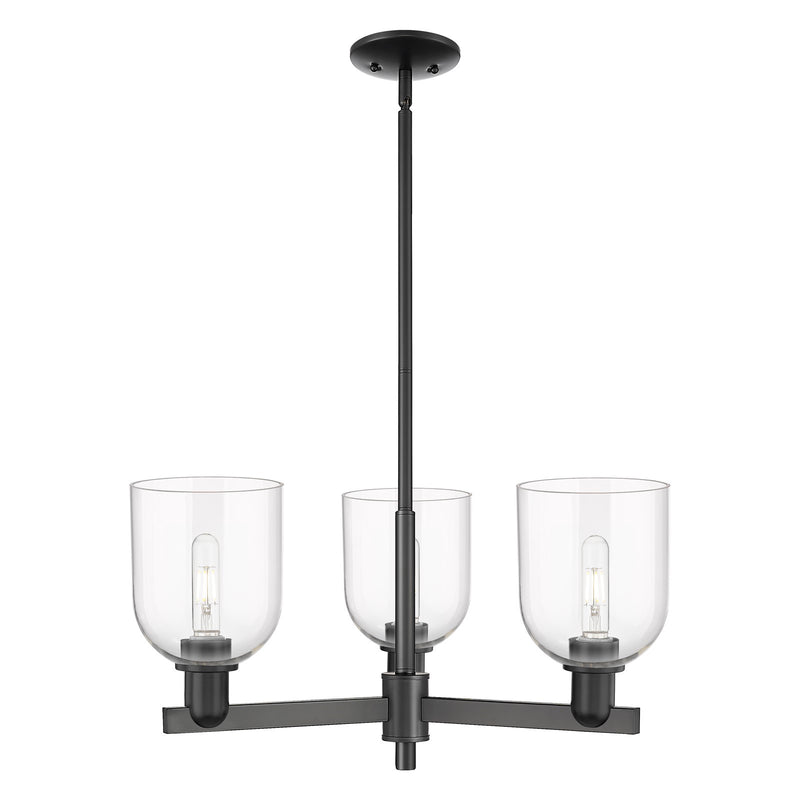Innovations Bella 27in 3-Light Pendant | Industrial Matte Black Steel and Clear Glass | Kitchen Island & Dining Room | 27.25 x | Model 716-3CR-BK-G558-6CL