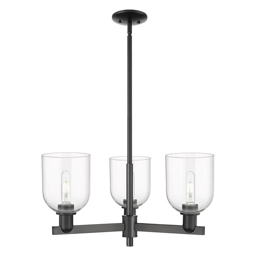 Innovations Bella 27in 3-Light Pendant | Industrial Matte Black Steel and Clear Glass | Kitchen Island & Dining Room | 27.25 x | Model 716-3CR-BK-G558-6CL