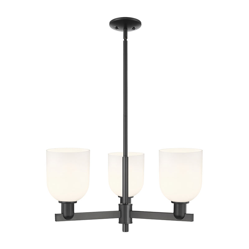 Innovations Bella 27in 3-Light Pendant | Industrial Matte Black Steel and White Glass | Kitchen Island & Dining Room | 27.25 | Model 716-3CR-BK-G558-6GWH