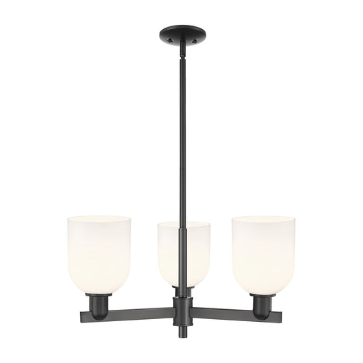 Innovations Bella 27in 3-Light Pendant | Industrial Matte Black Steel and White Glass | Kitchen Island & Dining Room | 27.25 | Model 716-3CR-BK-G558-6GWH
