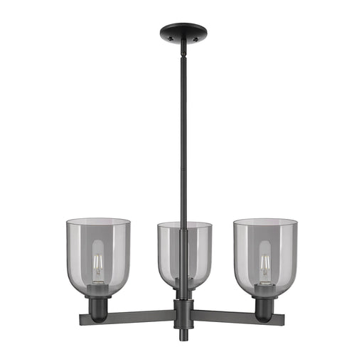 Innovations Bella 27in 3-Light Pendant | Industrial Matte Black Steel and Light Smoke Glass | Kitchen Island & Dining Room | Model 716-3CR-BK-G558-6SM