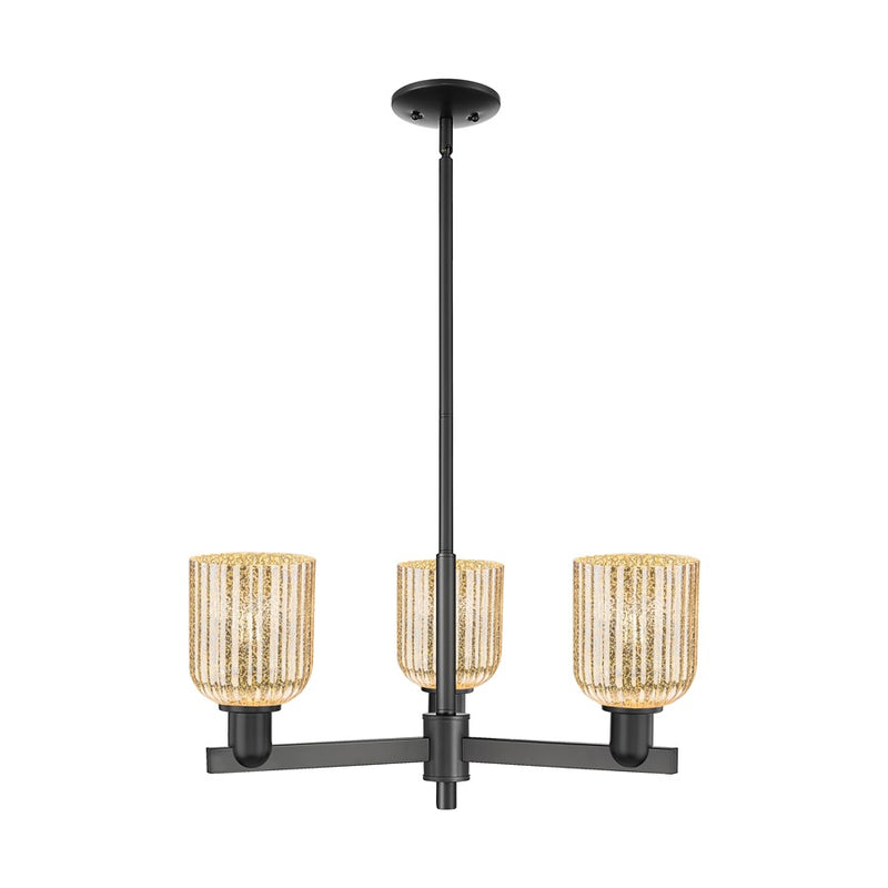 Innovations Bridal Veil 3Lt 18" Chandelier, Black/Mercury - 716-3CR-BK-G559-5ME