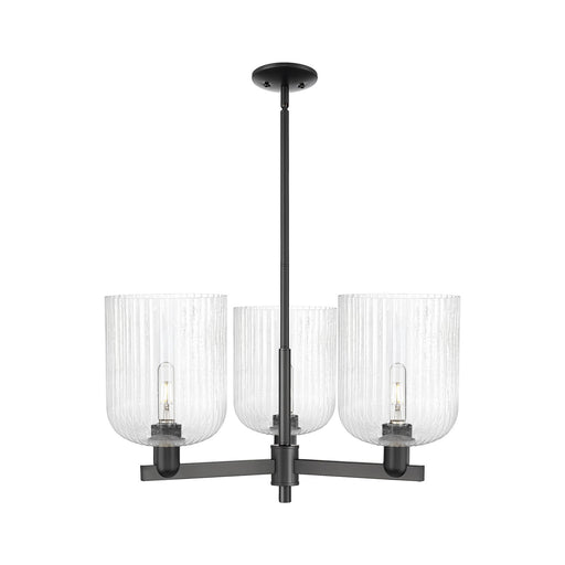 Innovations Bridal Veil 30in 3-Light Pendant | Industrial Matte Black Steel and Cast Brass with Seedy Glass | Kitchen Island | Model 716-3CR-BK-G559-8SDY