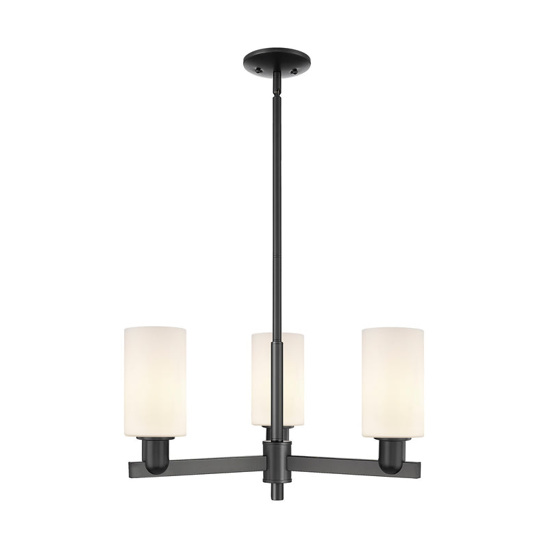 Innovations Clymer 26in 3-Light Pendant | Industrial Matte Black Steel and Matte White Glass | Kitchen Island & Dining Room | Model 716-3CR-BK-G801